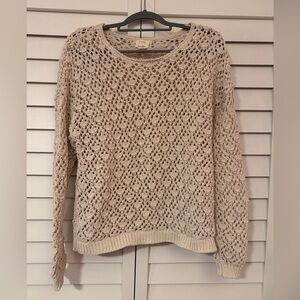 Nicole Miller Cream Open-Knit Sweater